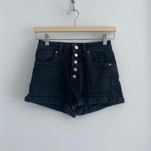 Zara High Waisted Button Denim Shorts